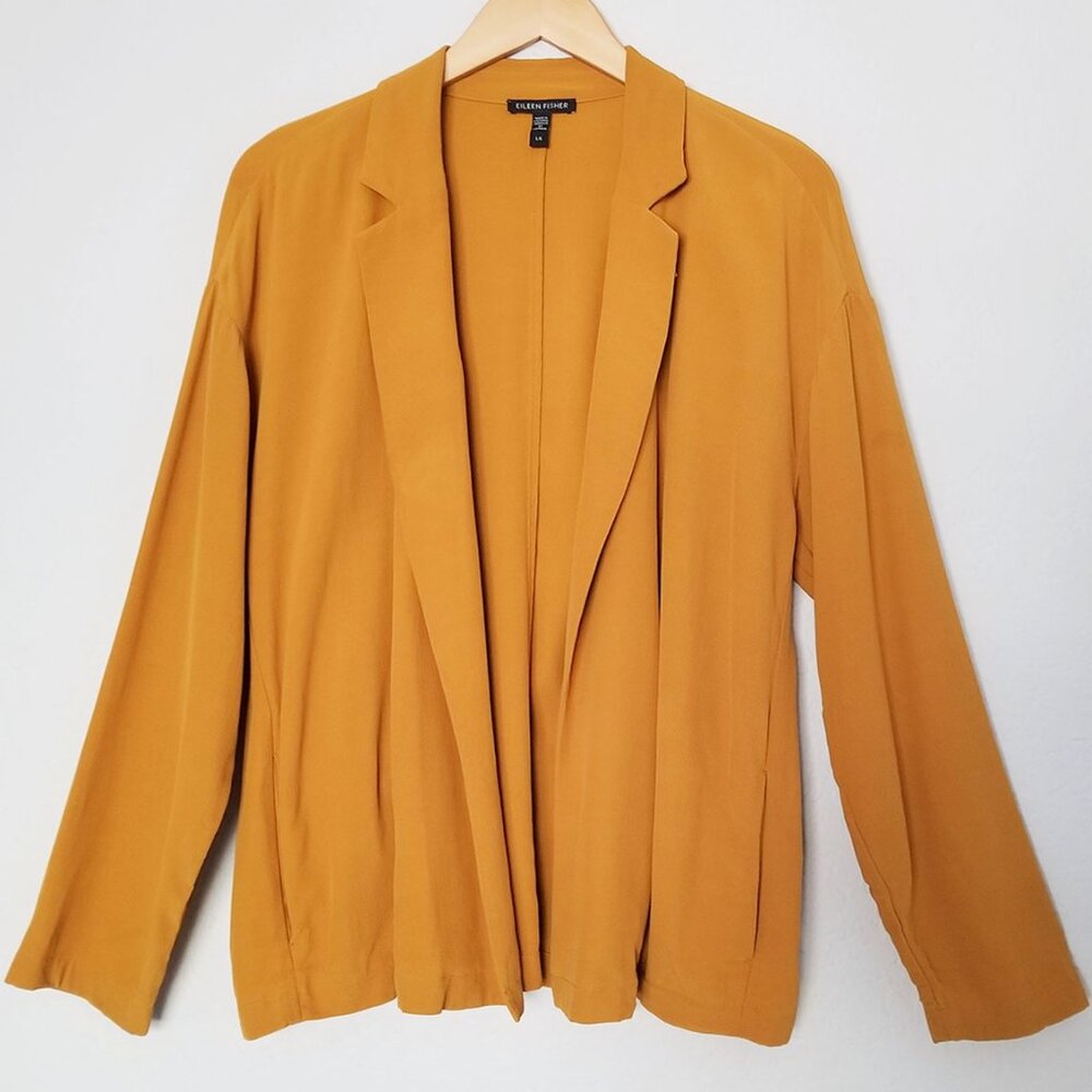 Eileen Fisher Mustard Yellow Open Blazer